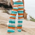 thumbnail image 2 of Summer Savings Clearance! Yievot Palazzo Wide Pants For Women Casual Floral Print Womens Loose Pant Elastic Waist Straight Pants Leisure Holiday Pants, 2 of 6