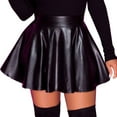 thumbnail image 4 of Aofany Fashion Women's Sexy Leather Skirt High Waist Pleated Flowy Mini Short Skirt, 4 of 5