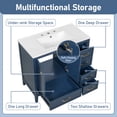thumbnail image 4 of 36" Sturdy Modern Freestanding Vanity Cabinet, Modern Bathroom Cabinet with Soft Closing Door, Freestanding Vanity with Ceramic Sink for Bathroom, Blue, 4 of 9