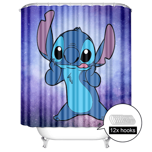 Lilo Stitch Cartoon Shower Curtain, Cloth Fabric Bathroom Decor Set ...
