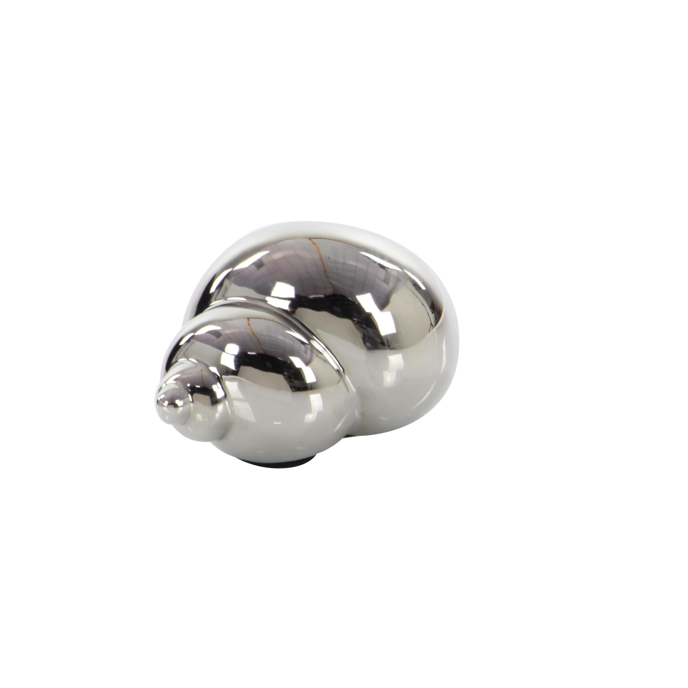 7", 7", 5"W Silver Ceramic Shell Shell Sculpture, by DecMode (3 Count)