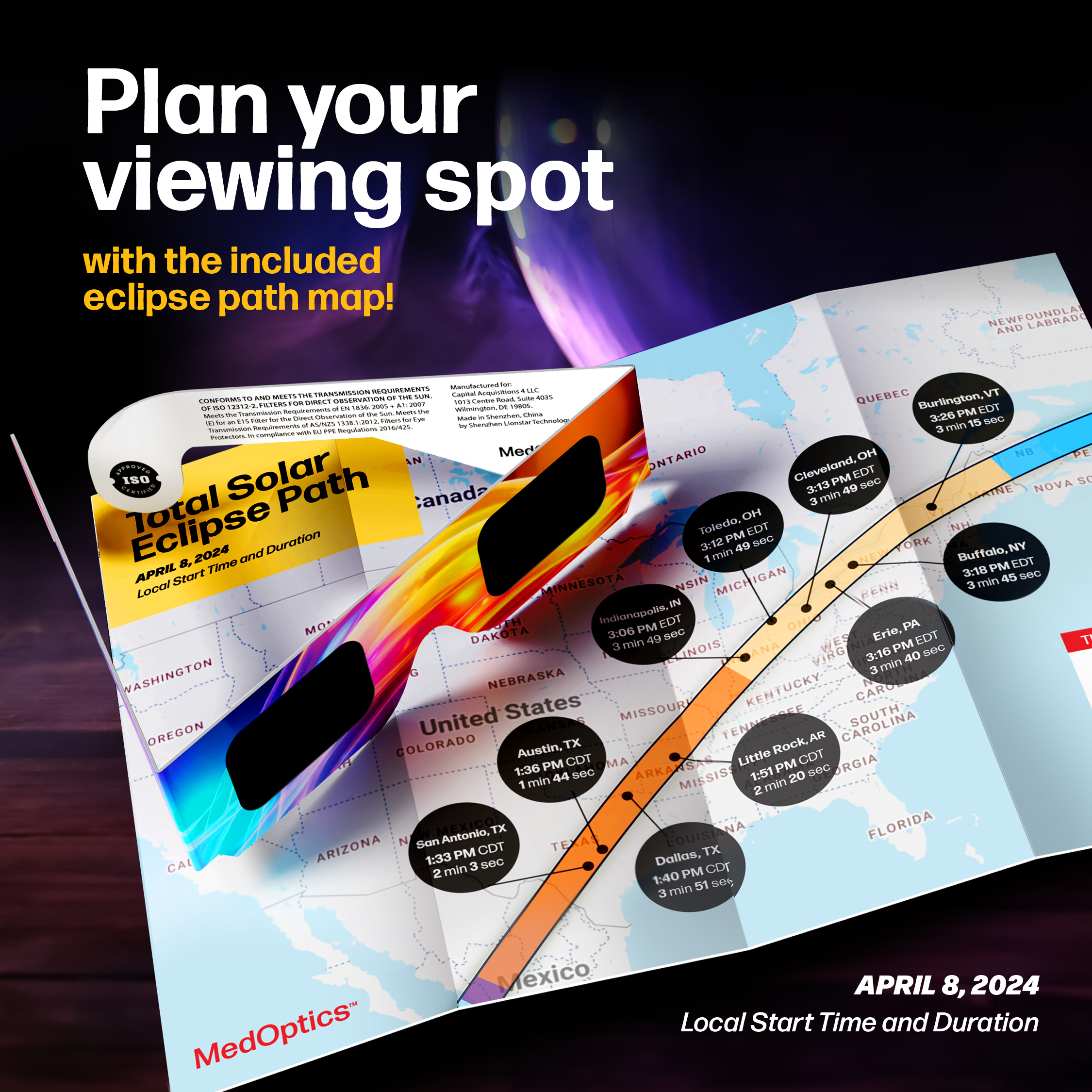 MedOptics Solar Eclipse Glasses 10 Pack 2024 USA Ubuy