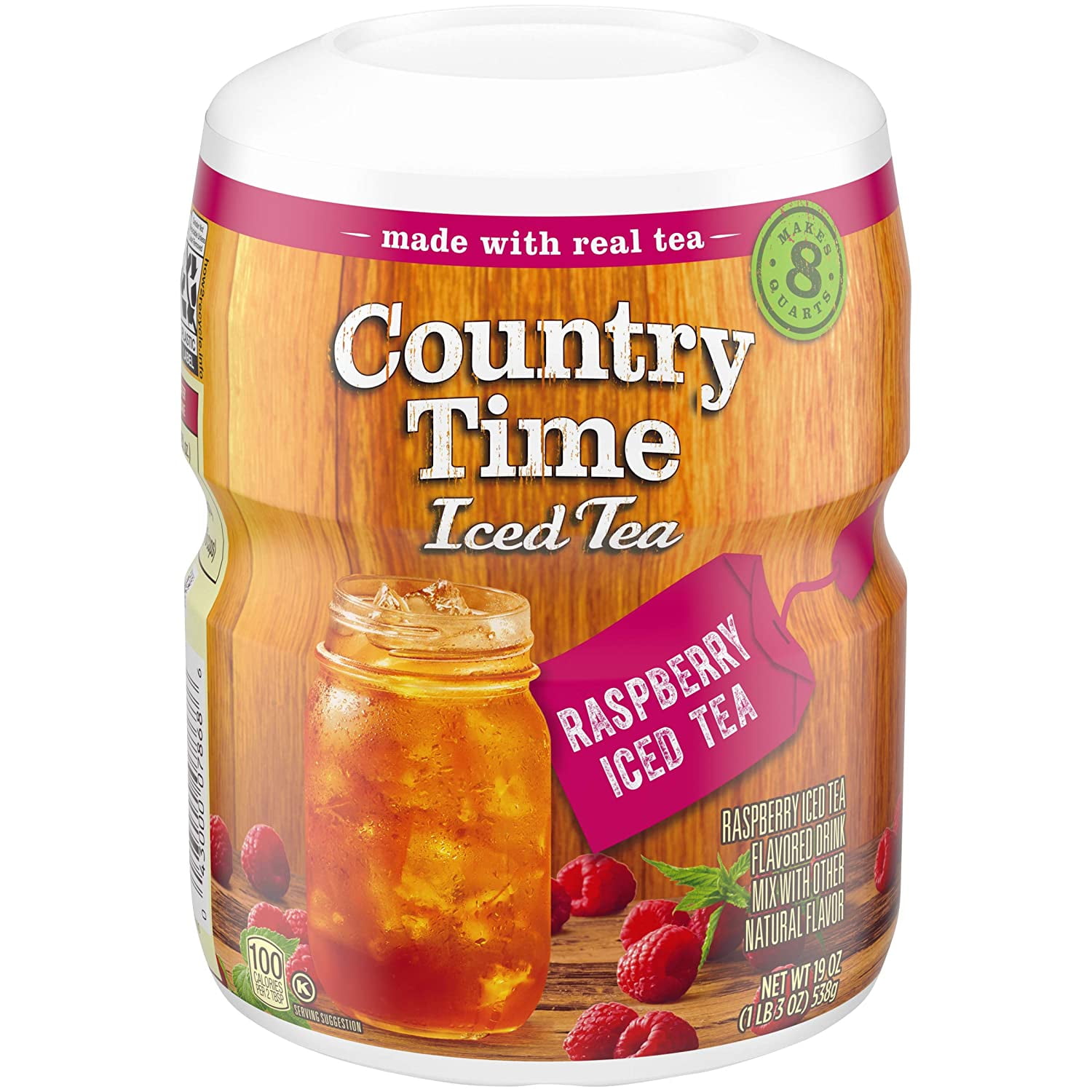 Country Time Raspberry Powdered Iced Tea Mix, Low Caffeine, 19 oz Jar