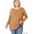 thumbnail image 2 of Zenana Plus Size Relaxed Fit Long Sleeve Round Neck & Hem Jersey Tee Shirt Top, 2 of 2