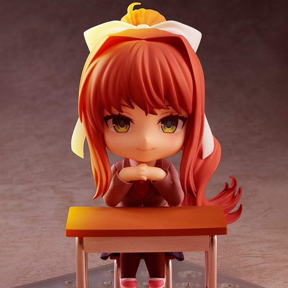 Monika Anime Figure Yuri Action Figurine Cartoon Interchangeable Face Model with Accessories PVC Anime Statue Collection Desktop Ornaments