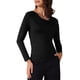 thumbnail image 4 of Camiseta ajustada de manga larga con cuello drapeado para mujer INSPIRE CHIC, suave, color negro, talla M, 4 of 6