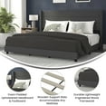 thumbnail image 3 of Flash Furniture Hollis Wingback Upholstered Platform Bed, Charcoal, King, 3 of 12