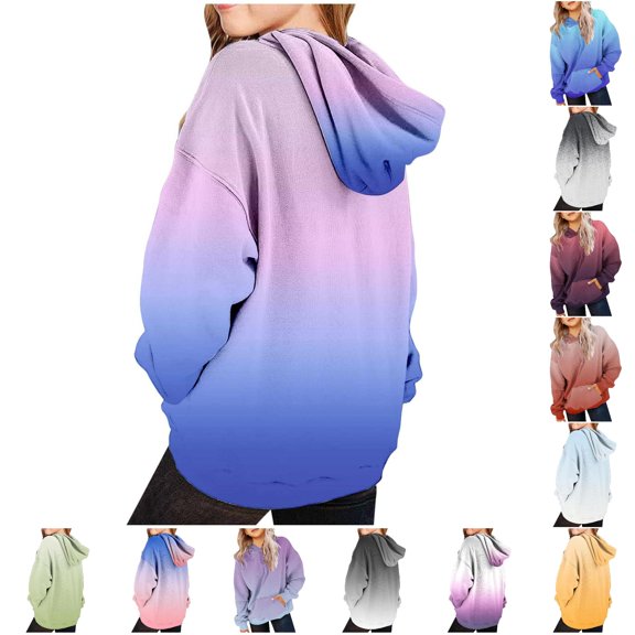 Bigetiay Girls Oversized Gradient Pullover Hoodie Long Sleeve Warm Winter Casual Sweatshirt for Fall Winter 9-10 Years