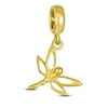 Dragonfly Butterfly Dangle Bead Charm Gold Plated Sterling Silver