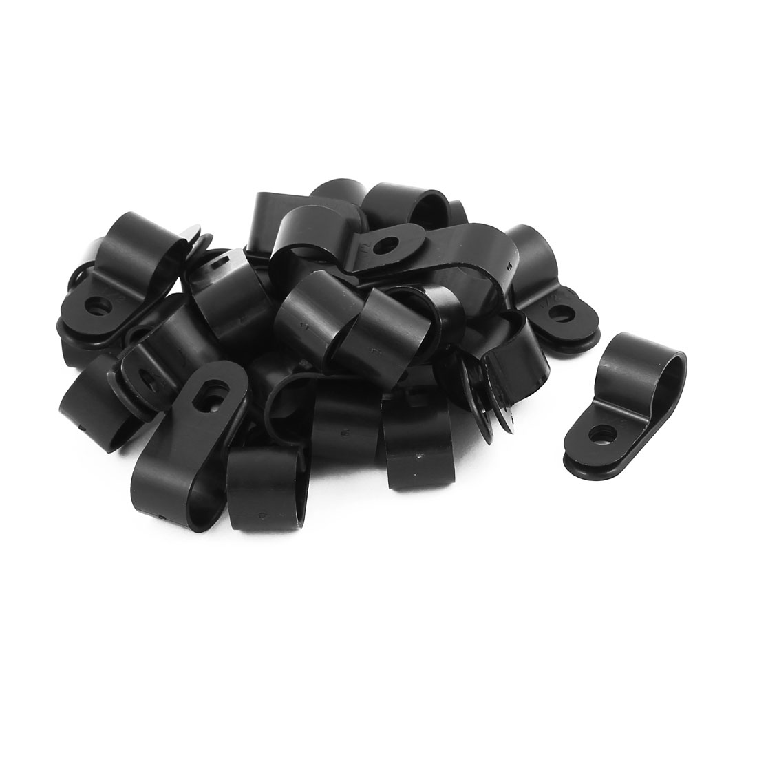 30Pcs Nylon R Type CC3 1/2" Cable Cord Wire Clamp Clip Fastener Black