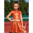 thumbnail image 3 of Haitryli Girls Metallic Crop Tops with Shiny Pleated Skirt Rave Dance Outfits Cheer Outfit for Hip-hop Orange 2-6, 3 of 5