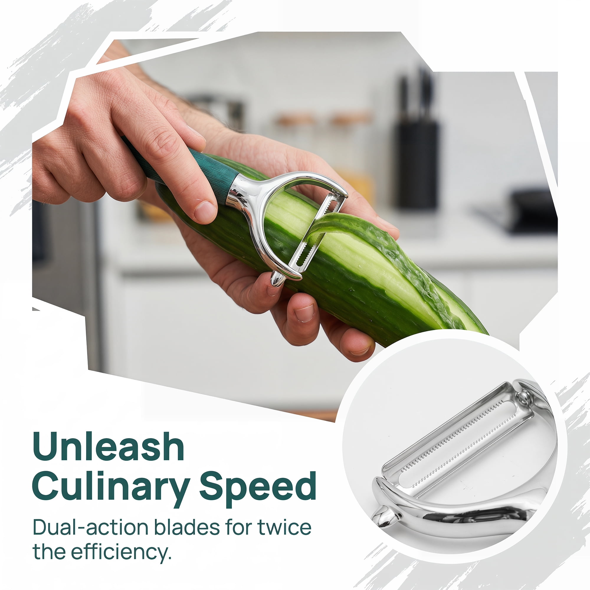 Unique Bargains Stainless Steel Ergonomic Peeler with Hang Handle Green 6.6" x 2.8"