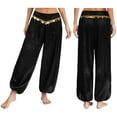 thumbnail image 5 of Haitryli Womens Belly Dance Pants Shiny Sequined Bloomers Harem Pants Stage Performance Trousers Black M, 5 of 6