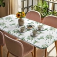 thumbnail image 3 of Summer Botanical Table Cloths for 5 Foot Rectangle Tables, Green Spring Floral Birds Watercolor Patio Waterproof Elastic Fitted Tablecloths, Washable Rectangular Table Cover for Camping, 3 of 8