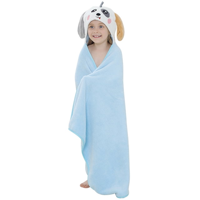 Guardurnaity Hogar niños Toalla de baño Chinlon niños absorbente de agua estilo de dibujos animados Adorable albornoz de ducha Ponchos Pijama Azul