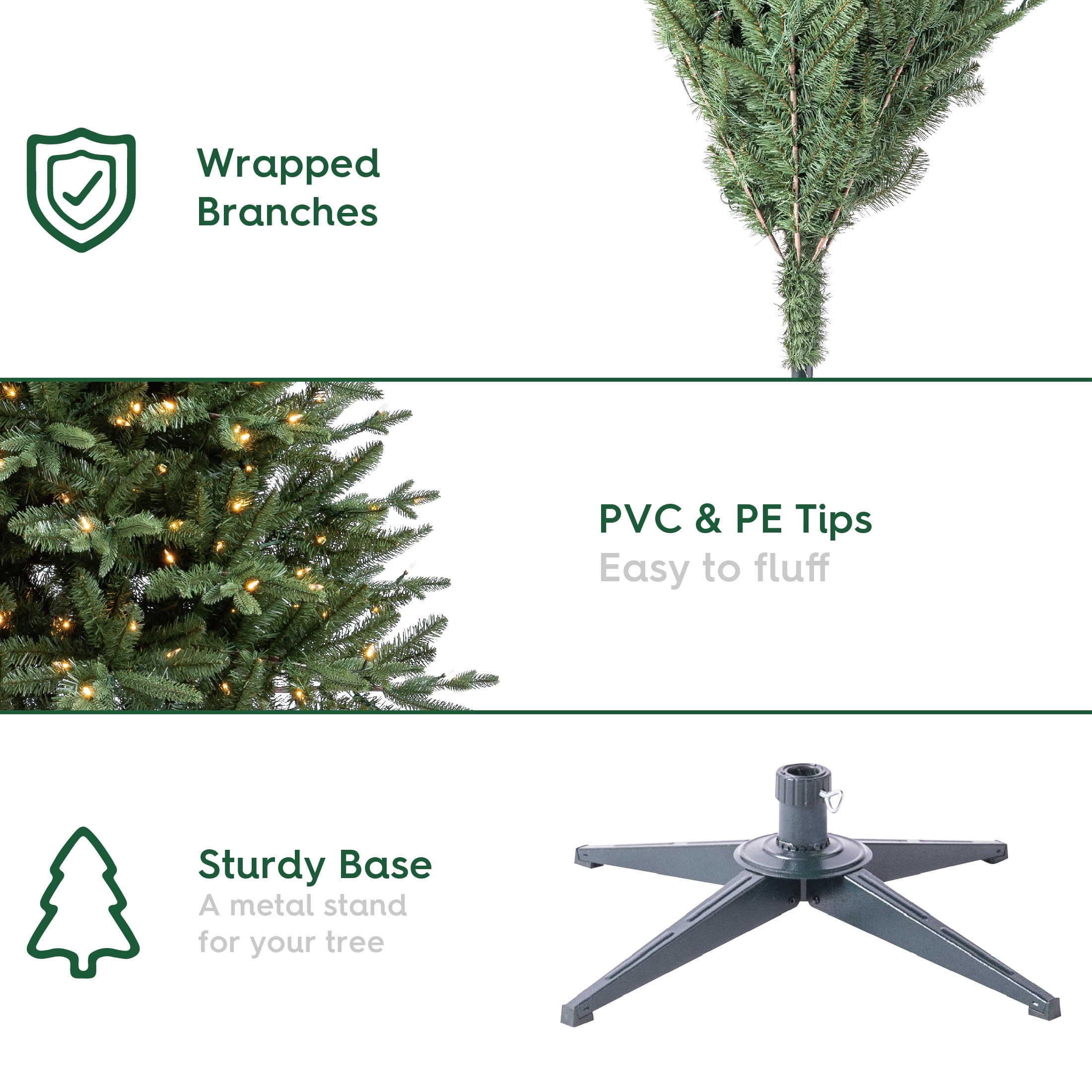 9' Pre-Lit Sanford Pencil Fir Green Artificial Christmas Tree with 500 Warm White LED Lights and Stand, by Holiday Time