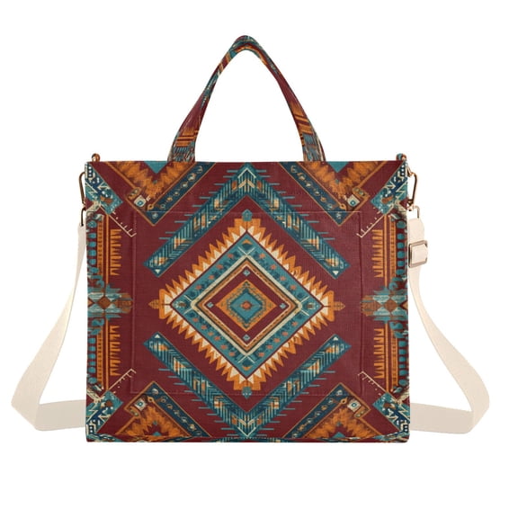 Corduroy Tote Bag for Women Shoulder Handbags Fashion Ladies Purses Satchel Messenger Bags Vibrant Tribal Pattern S