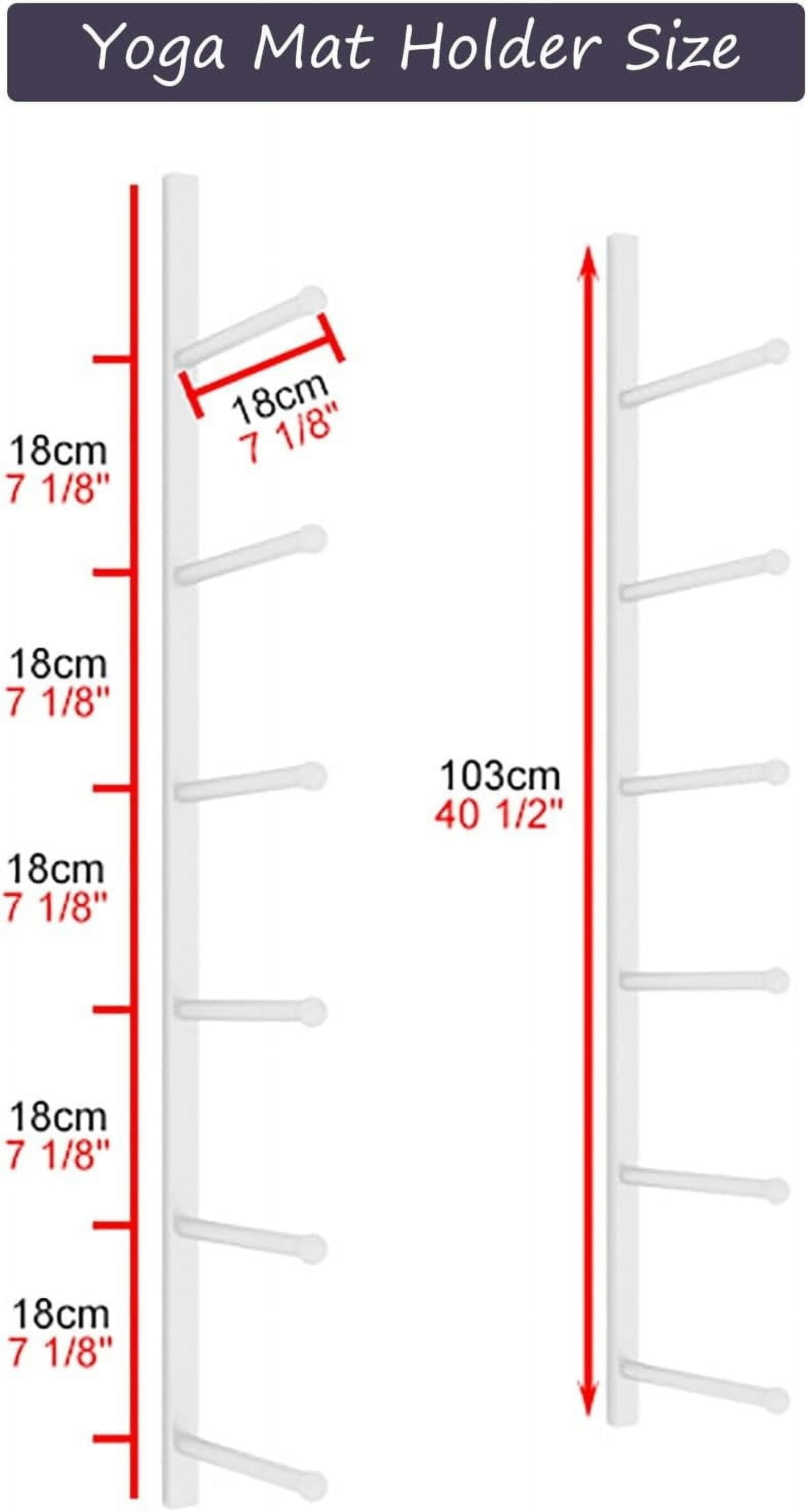 Yoga Mat Holder Wall-Mounted, 6-layer Metal Pilates Mat Organizer Exercise Equipment Holder, Yoga Mat Vertical Storage Rack For Home Gym, 103CM