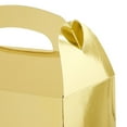 thumbnail image 5 of Juvale Metallic Gold Gable Boxes - Sturdy 300 GSM Cardstock Metallic Treat Bags - Customizable Gold Party Favors with Handles - Mini Gift Boxes for Favors - Pack of 24, 6.2 x 3.5 x 3.6 in, 5 of 10