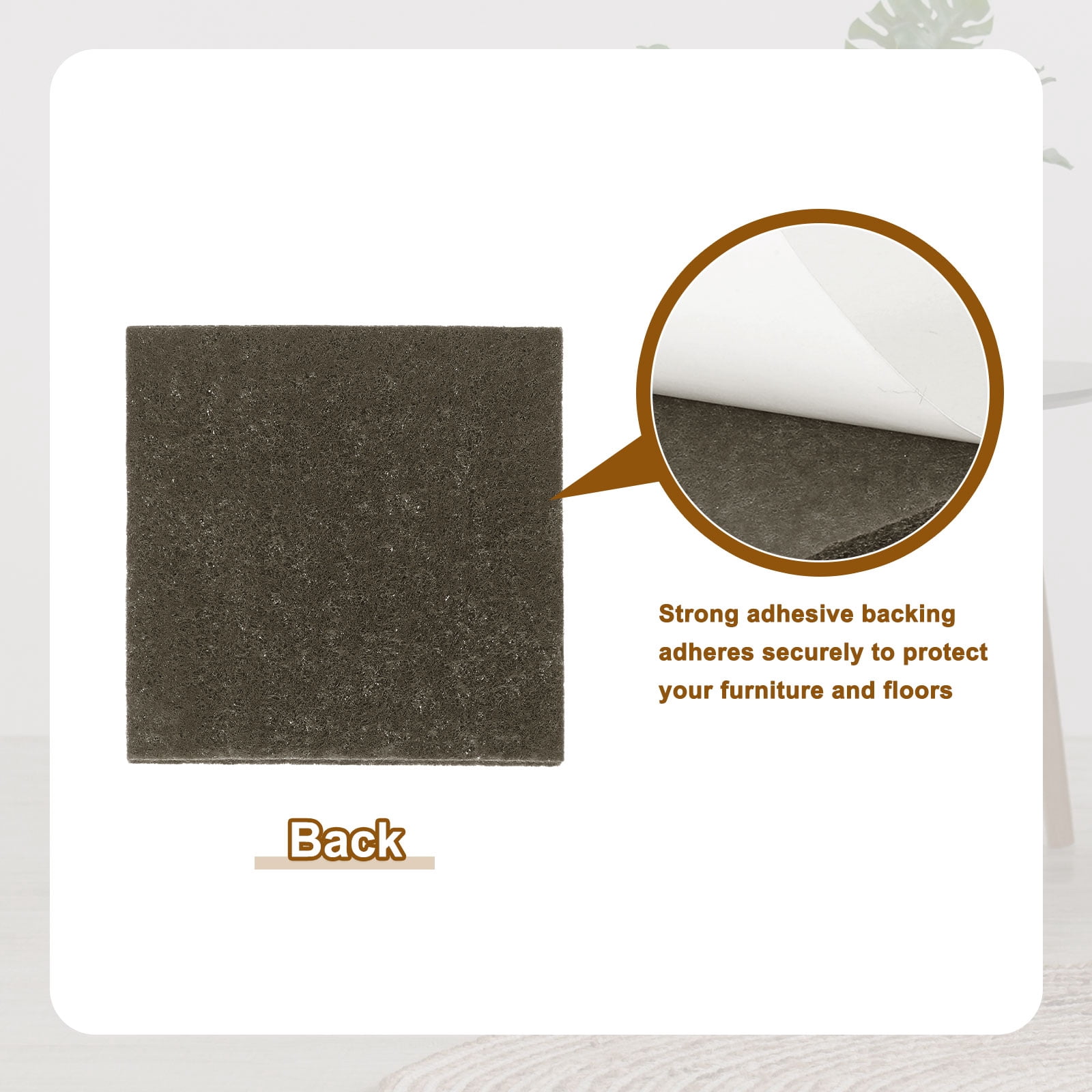 Felt Furniture Pads, 16Pack 5.12" x 5.12" Adhesive Backed Felt Non-slip Anti-scratch Chair Leg Protectors for Protecting Hardwood Floor, Brown