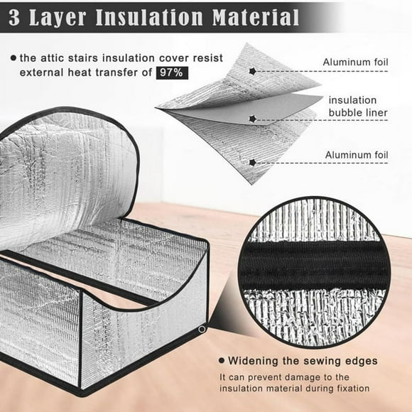 Attic Door Zipper Cover Zipper Waterproof Insulated Cover Fireproof Attic Door Cover Attic Opening Cover for Winter