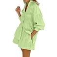 thumbnail image 2 of Women'S Summer 2 Piece Sets Striped Puff Sleeve Button Down Shirts Tops Matching Shorts Sets Casual Outfits Green XL, 2 of 6
