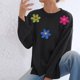 thumbnail image 4 of Suéter de cuello redondo para mujer, informal, con estampado de color sólido, cuello redondo, moda, manga larga, suéter, tops acrílicos para mujer, 4 of 6