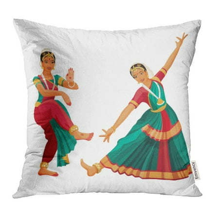 YWOTA Girl Woman Dancer in National Dancing Bharatanatyam Folk Dance Kuchipudi Show Pillow Cases Cushion Cover 18x18