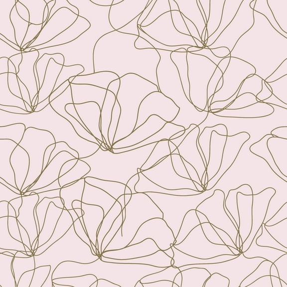 Main Street 16"x24" Pink Blush & Gold Flower Print Wallpaper Panels for Home Decor, 8PACK
