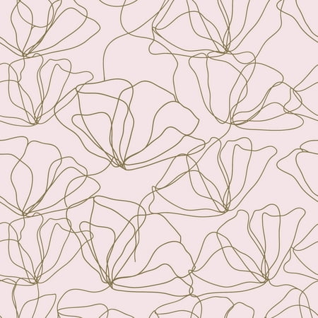 Main Street 16"x24" Pink Blush & Gold Flower Print Wallpaper Panels for Home Decor, 8PACK