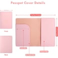 thumbnail image 2 of Etiqueta de equipaje y fundas para pasaporte, 2 etiquetas de maleta de cuero PU, 2 soportes para pasaporte de viaje, etiquetas de equipaje para evitar bolsas y maletas perdidas (rosa+blanco), 2 of 5