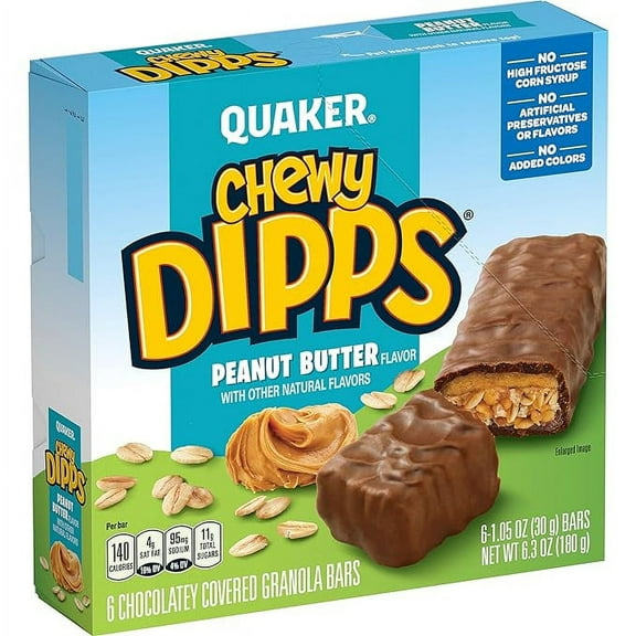Quaker Chewy Granola Bar Dipps Peanut Butter, 1.05 Oz, 6 Ct