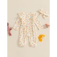 thumbnail image 5 of Newbron Baby Girl Easter Outfit 0 3 6 12 18 Months Carrot Bunny Print Long Sleeve Cotton Linen Jumpsuit Romper with Headband, 5 of 8