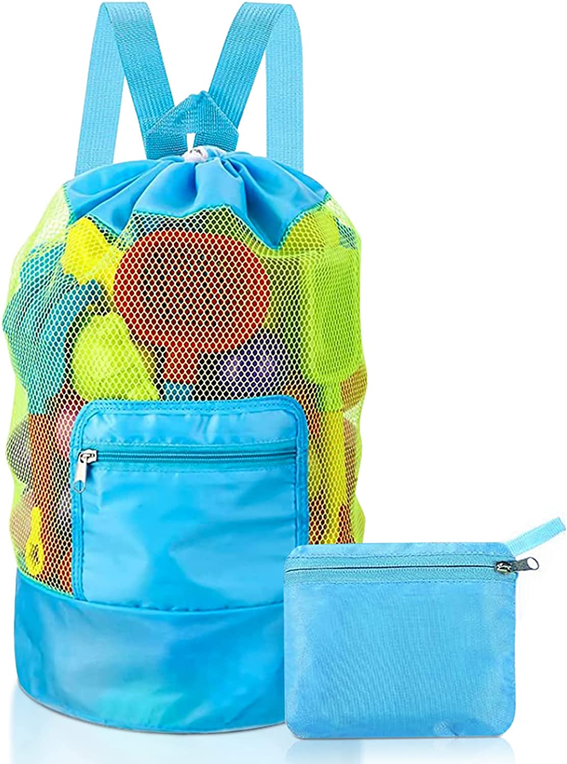 Sac En Maille Pour Jouets De Plage – Grand Sac Réutilisable Draining, Tissu Oxford, 45x45x30 Cm Bleu - 7