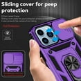 thumbnail image 5 of for iPhone 13 Case,with Camera Lens Cover HD Screen Protector,[Military Grade] Ring Car Mount Kickstand Hybrid Hard PC Soft TPU Shockproof Protective Case for iPhone 13-Purple, 5 of 11
