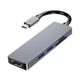 thumbnail image 3 of 5 en 1 USB C Hub Adaptador USB C de triple con DUAL , VGA, PD tipo 2 puertos USB, lector de tarjetas / TF para dispositivos tipo C Soledad Convertidor de adaptador de audio y video, 3 of 10
