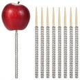 thumbnail image 3 of Travelwant 12Packs Bling Candy Apple Bamboo Sticks, Caramel Apple Wooden Pointed Skewers with Rhinestones Diamond Mesh Wrap, Fruit Treats Pop Dec Bar, 3 of 9