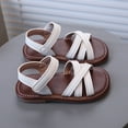 thumbnail image 7 of TOWED22 Girls Strap Sandals Open Toe Outdoor Flats with Hook and Loop Kid Summer Shoes for Girls（White,11）, 7 of 7