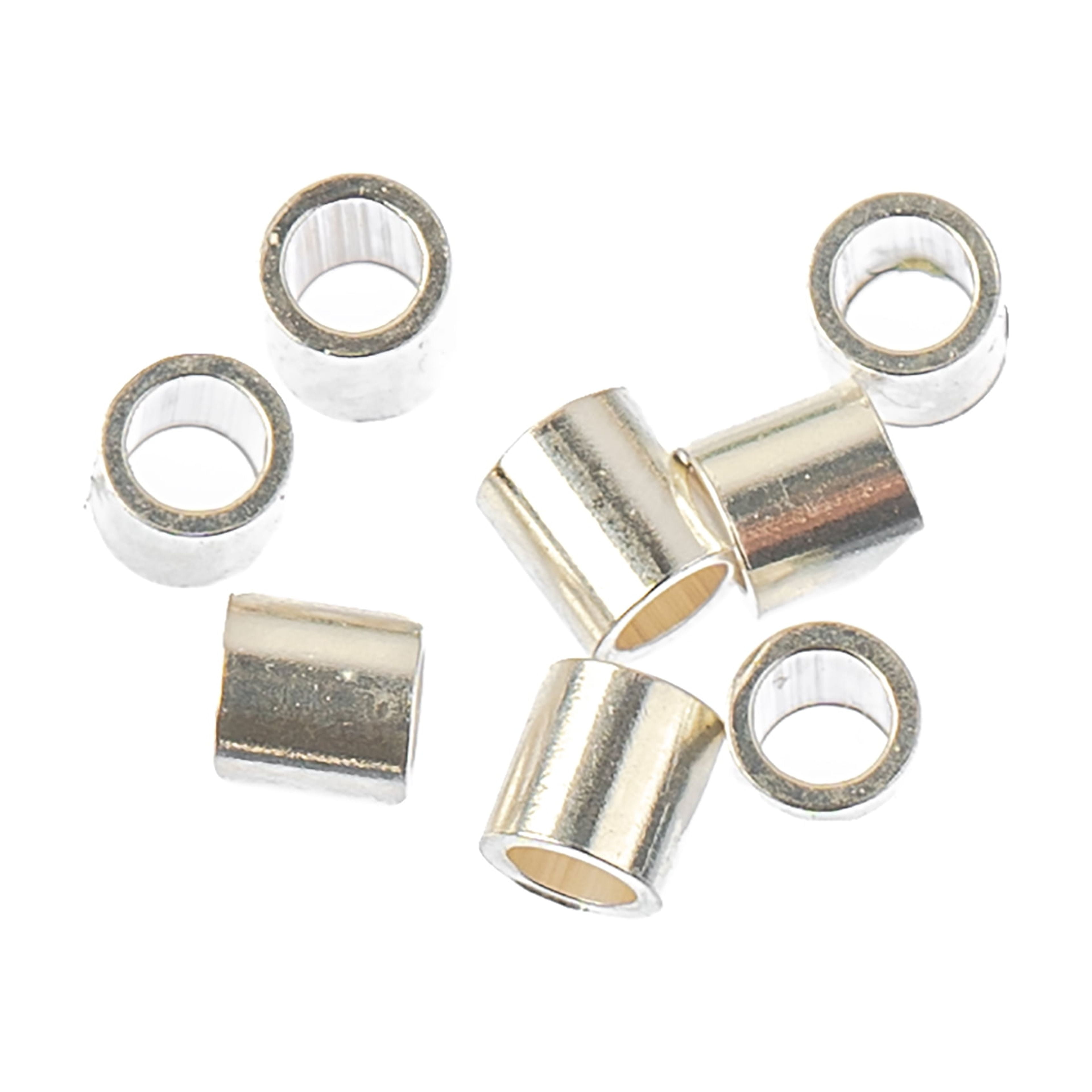 2mm Sterling Silver Crimp Tubes by Bead Landing – 0.925 Silver-Plated Jewelry Findings for Securing Clasps & Beading Wire - 12 Pack