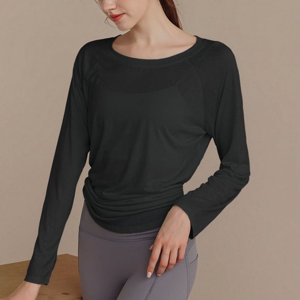 Ropa de yoga Camiseta de mujer Otoño Blusa deportiva suelta adelgazante Entrenamiento profesional de pilates Fitness Manga larga