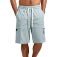 thumbnail image 4 of Npasoilc Cargo Shorts for Men Solid Color Elastic Waist Drawstring Knee Length Short Pants Fitness Training Shorts with Multi-Pocket, 4 of 5