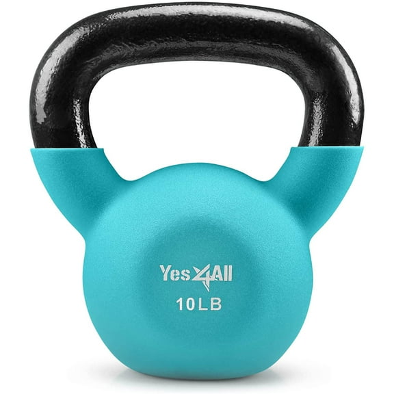 Yes4All 10lb Premium Coated Kettlebell, Peacock Blue, Single