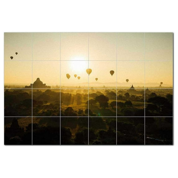 Hot Air Balloon Ceramic Tile Mural Kitchen Backsplash Bathroom Shower, 400677-M6