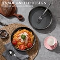 thumbnail image 2 of Vesteel Pasta Bowls Set of 4, 32oz Large Salad Bowls for Dinner Serving Soup, Ceramic Stoneware Pasta Plates with Textured Stripes, Microwave & Dishwasher Safe, Blackish Green, 2 of 8