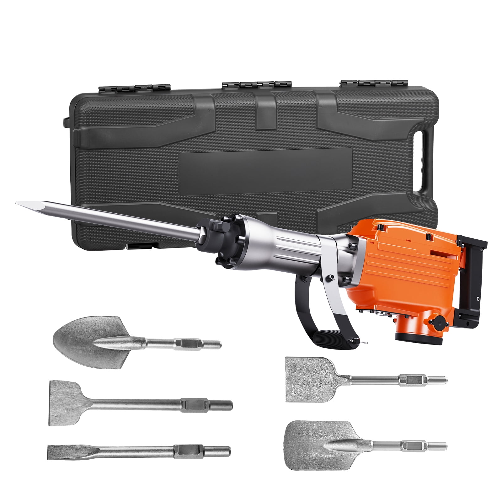 KFFKFF Dismantling Power Drill, 2200W 1400 BPM Concrete Shattering Drill, Robust Electric Power Drill with 6 Chisel Attachments and Gloves, Front Handle with 360° Rotation for Digging
