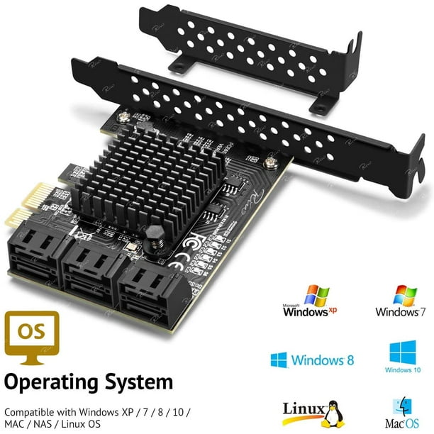 Rivo PCIe SATA Card, 6 Port with 6 SATA Cable, SATA Controller ...