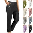 thumbnail image 2 of Fengactive Solid Color Casual Lounge Pants for Women Straight Leg Daily Trousers with Pockets, 2 of 6