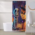 thumbnail image 6 of Shower Curtain, Halloween Cat and Dog Skeleton Waterproof Fabric Plastic Shower Curtain, Drying Fast Bathroom Curtain with 9 Buttonholes, Ruffle Shower Curtain 60x72in, 6 of 8