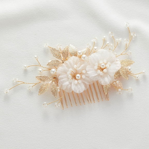3Pcs Bridal Hair Pins White Flower Bride Hair Pieces Wedding Hair Side Combs Floral Headpieces Accessories Fall Beach Clip for Brides Bridesmaids Women Girls