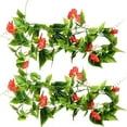 thumbnail image 3 of 2pcs Artificial Vine Morning Glory Hanging Fake Foliage Home Decor Simulation Vine Plant  Red, 3 of 10